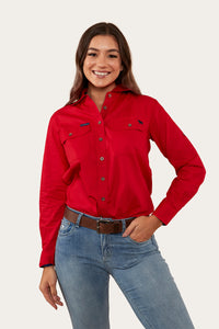 Pentecost River Womens Full Button Work Shirt - Red