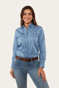 Pentecost River Womens Full Button Work Shirt - Denim Blue
