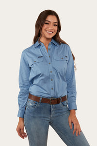 Pentecost River Womens Full Button Work Shirt - Denim Blue
