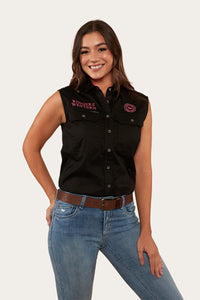 Signature Jillaroo Womens Sleeveless Work Shirt - Black/Melon