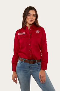 Signature Jillaroo Womens Full Button Work Shirt - Red/White