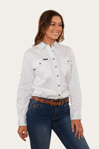 Pentecost River Womens Full Button Work Shirt - White/Mint