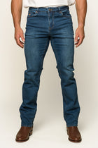 Mitchell Mens Straight Leg Jeans - Mid Blue