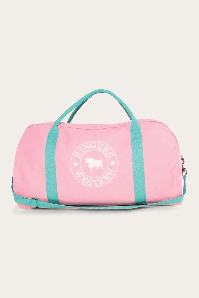 Gundagai Duffle Bag - Pink and Mint with White Logo