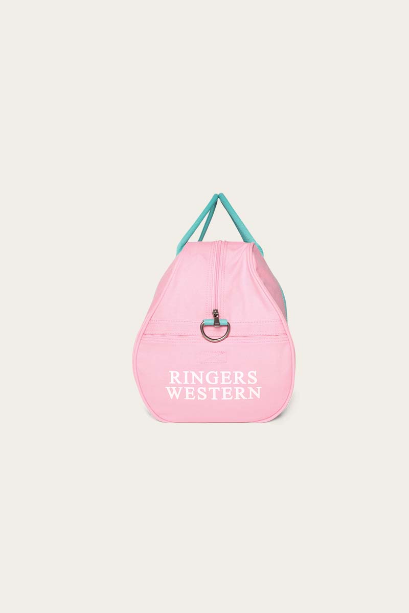 Gundagai Duffle Bag - Pink and Mint with White Logo