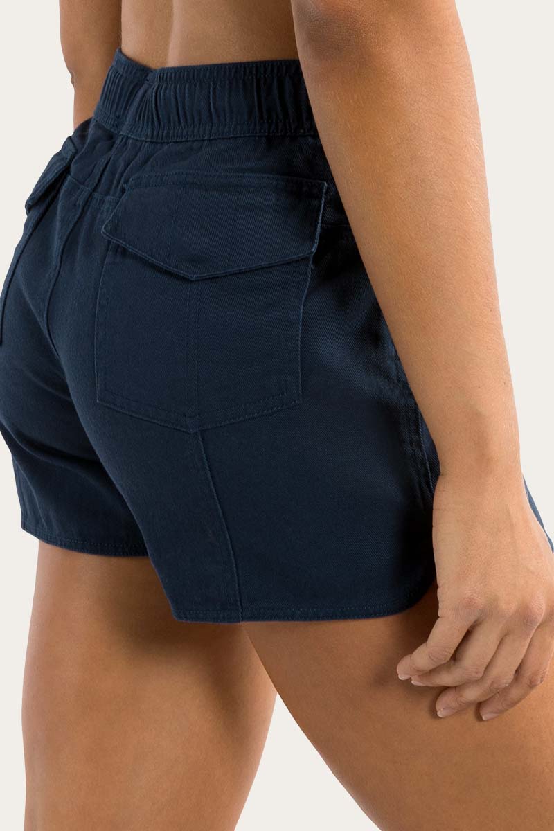Tora Womens Heavy Weight Ruggers - Dark Navy with Camel