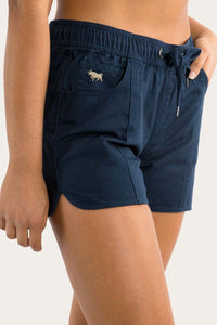 Tora Womens Heavy Weight Ruggers - Dark Navy with Camel