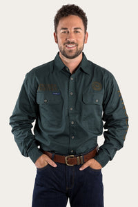 Hawkeye Mens Full Button Work Shirt - Forest Green/Plantation
