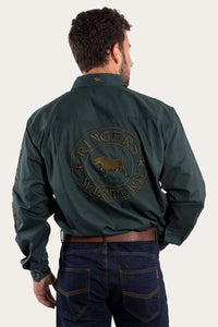 Hawkeye Mens Full Button Work Shirt - Forest Green/Plantation