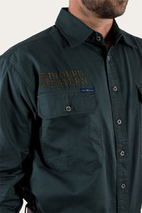 Hawkeye Mens Full Button Work Shirt - Forest Green/Plantation