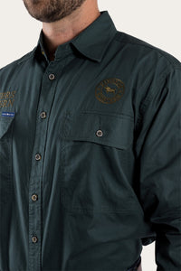 Hawkeye Mens Full Button Work Shirt - Forest Green/Plantation