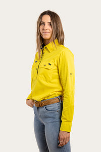 Pentecost River Womens Half Button Work Shirt - Neon Yellow