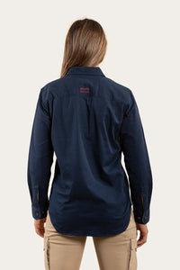 Wyndham Womens Half Button Work Shirt - Dark Navy