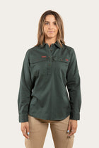 Wyndham Womens Half Button Work Shirt - Forest Green
