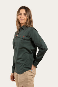 Wyndham Womens Half Button Work Shirt - Forest Green