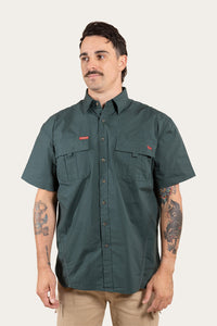 Bulgarra Mens Ripstop Full Button Work Shirt - Forest Green