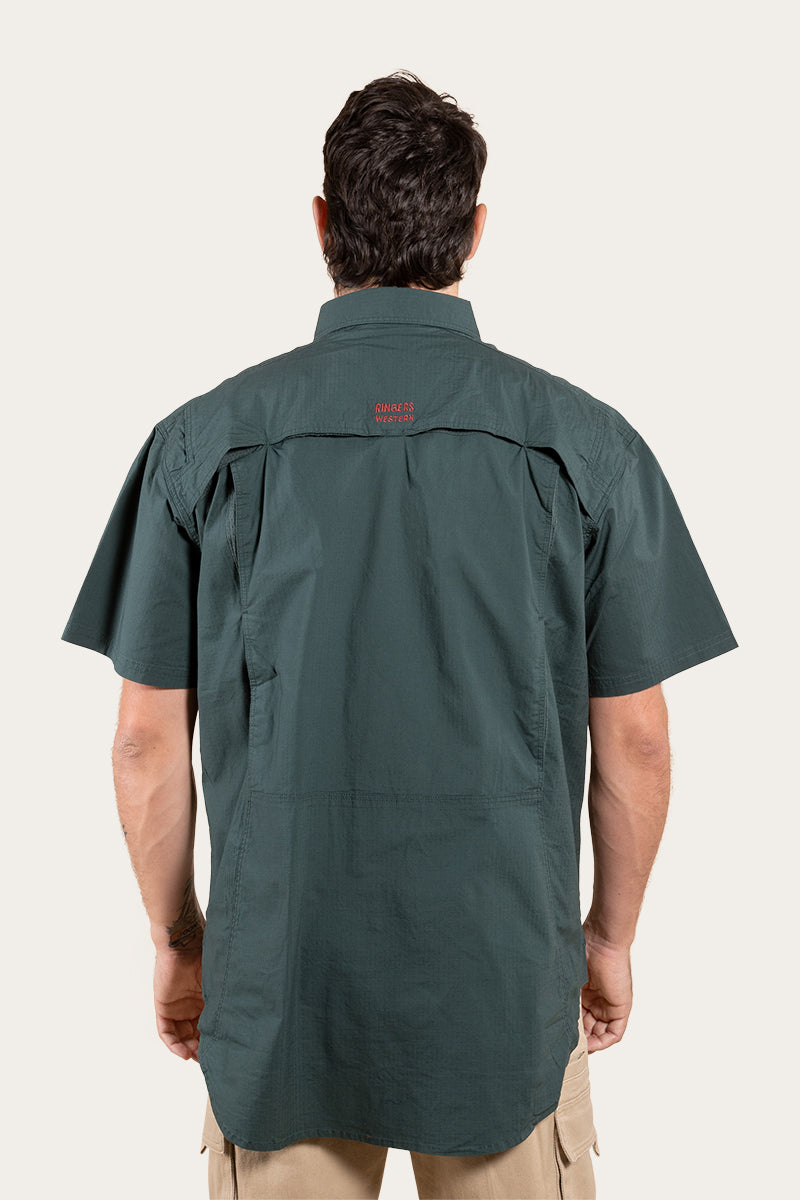 Bulgarra Mens Ripstop Full Button Work Shirt - Forest Green