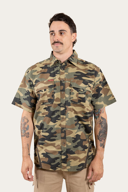 Bulgarra Mens Ripstop Full Button Work Shirt - Camo