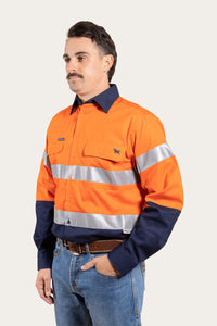 Broken Hill Mens Full Button High Vis Work Shirt - Neon Orange