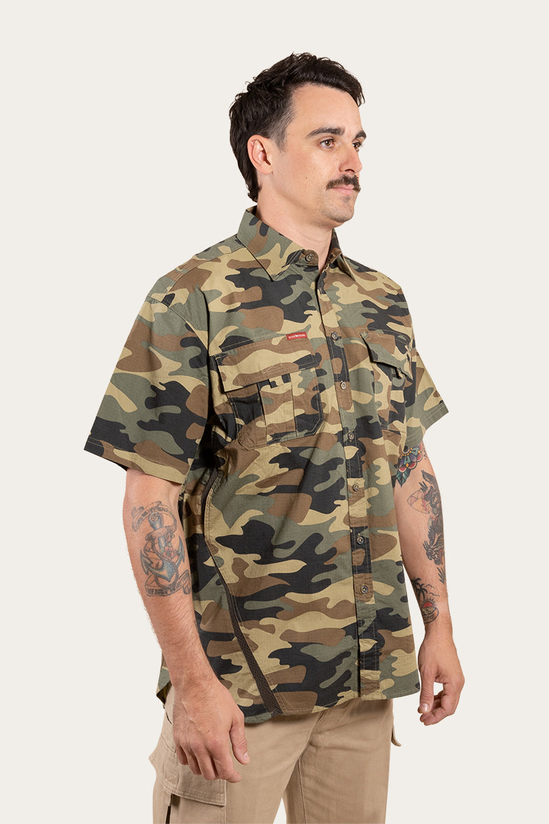 Bulgarra Mens Ripstop Full Button Work Shirt - Camo