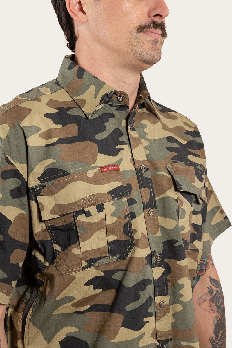 Bulgarra Mens Ripstop Full Button Work Shirt - Camo
