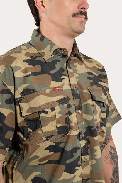 Bulgarra Mens Ripstop Full Button Work Shirt - Camo