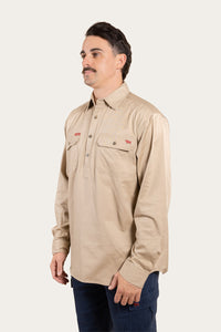 Southern Highlands Mens Half Button Work Shirt - Camel