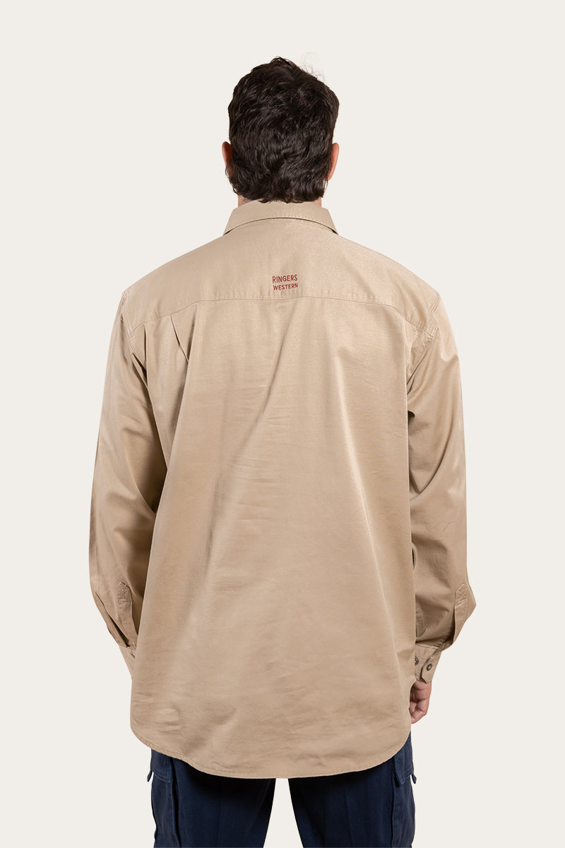 Southern Highlands Mens Half Button Work Shirt - Camel