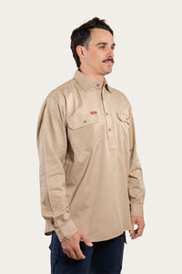 Southern Highlands Mens Half Button Work Shirt - Camel