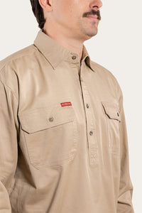 Southern Highlands Mens Half Button Work Shirt - Camel