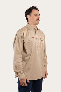 Southern Highlands Mens Half Button Work Shirt - Camel