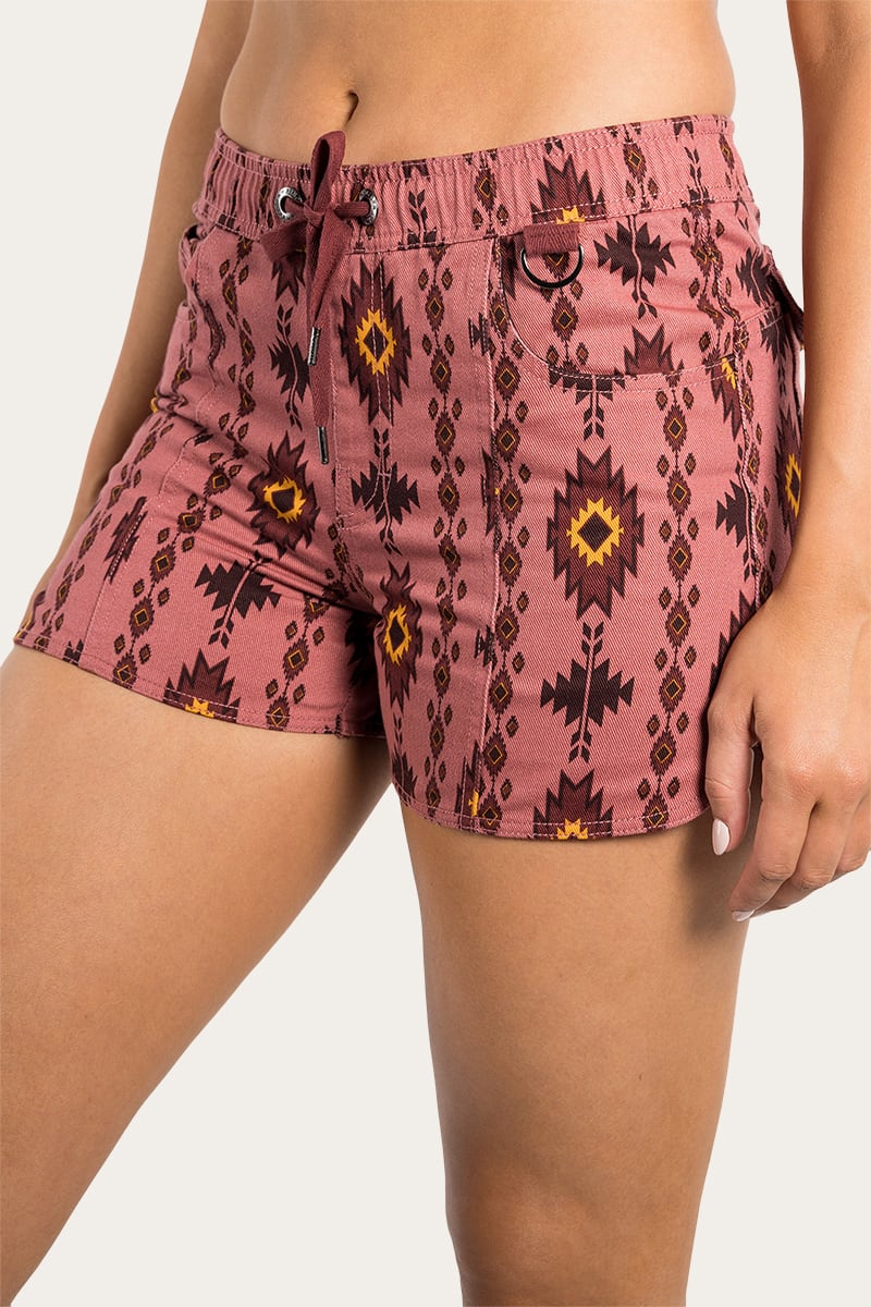 Womens Heavy Weight Ruggers - Dusty Rose with Montana Print
