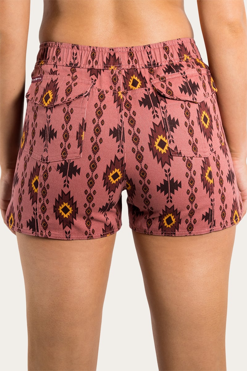 Womens Heavy Weight Ruggers - Dusty Rose with Montana Print