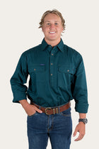 King River Mens Half Button Work Shirt - Groundsheet Green