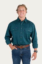 King River Mens Full Button Work Shirt - Groundsheet Green