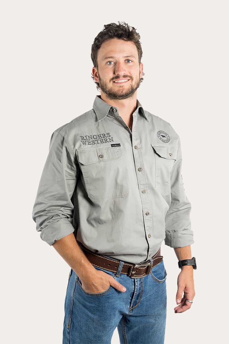 Hawkeye Mens Full Button Work Shirt - Ultimate Grey/Magnum
