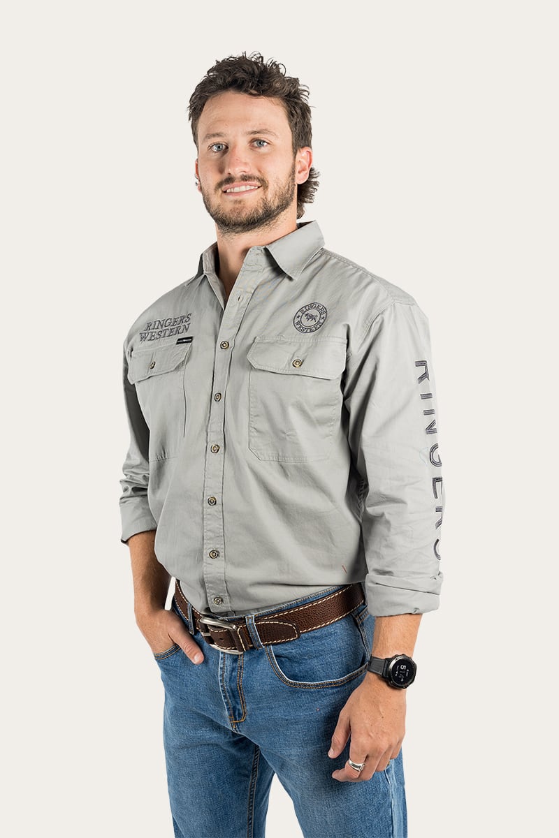 Hawkeye Mens Full Button Work Shirt - Ultimate Grey/Magnum