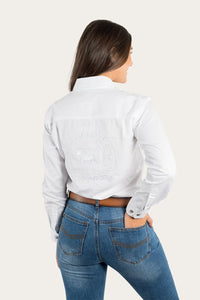 Signature Jillaroo Womens Full Button Work Shirt - White/White
