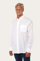 Glenmorgan Mens Relaxed Linen Dress Shirt - Bright White