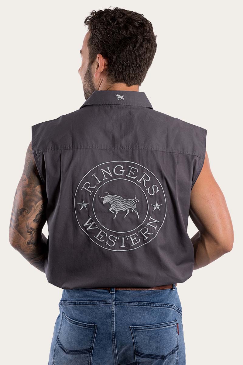 Hawkeye Mens Sleeveless Work Shirt - Magnum/Ultimate Grey