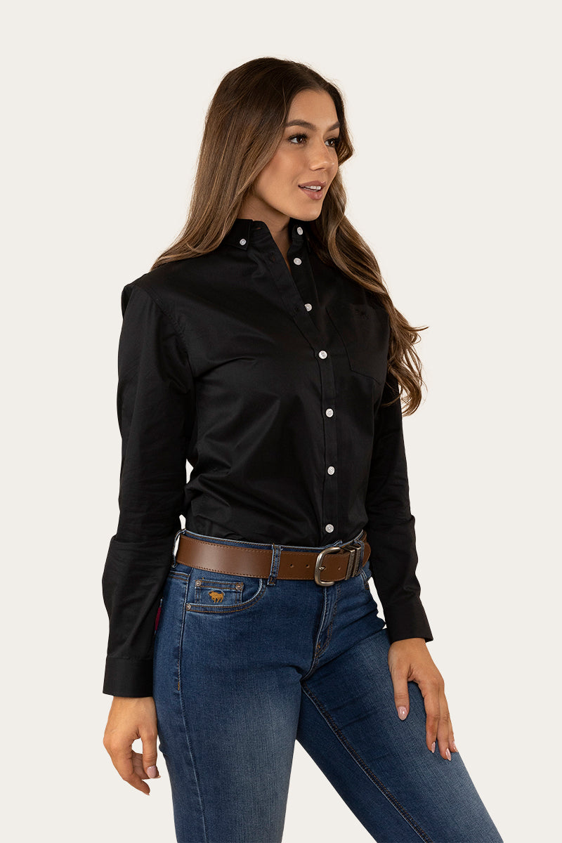 Heritage Womens Plain Dress Shirt - Black