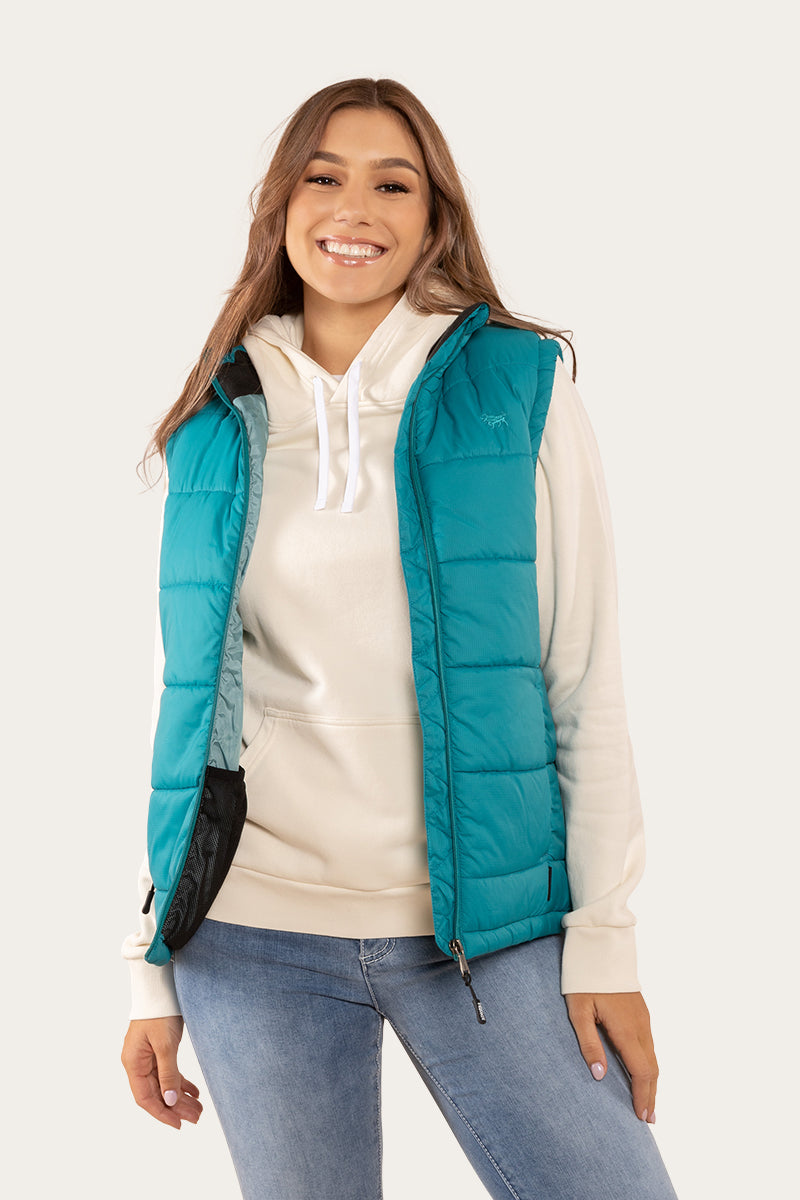Turquoise puffer vest deals