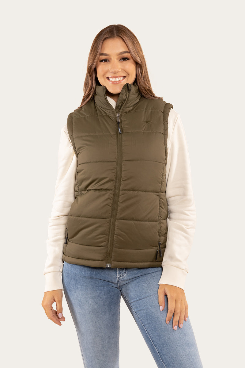 Green puffer vest deals womens