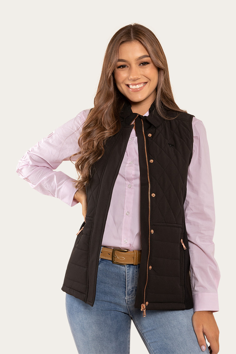 Toorak Womens Quilted Vest Black