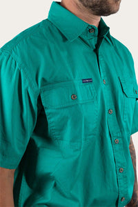 Lake Argyle Mens Short Sleeve Full Button Work Shirt - Green