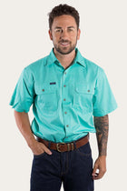 Lake Argyle Mens Short Sleeve Full Button Work Shirt - Mint