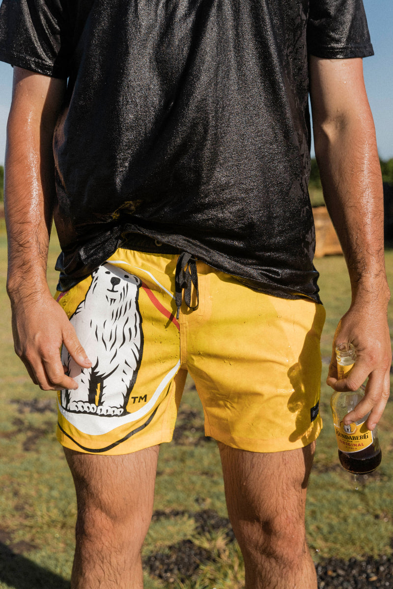 Bundy Mens Elastic Waist Swim Short - Yellow