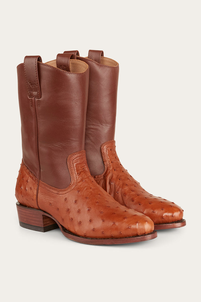 Davidson Mens Ostrich Boot - Chestnut