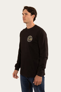 Signature Bull Mens Classic Fit Long Sleeve T-Shirt - Black/Camo