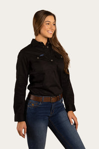 Delta Womens Half Button Workshirt - Black